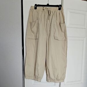 Beige Drawstring Cargo Pants
